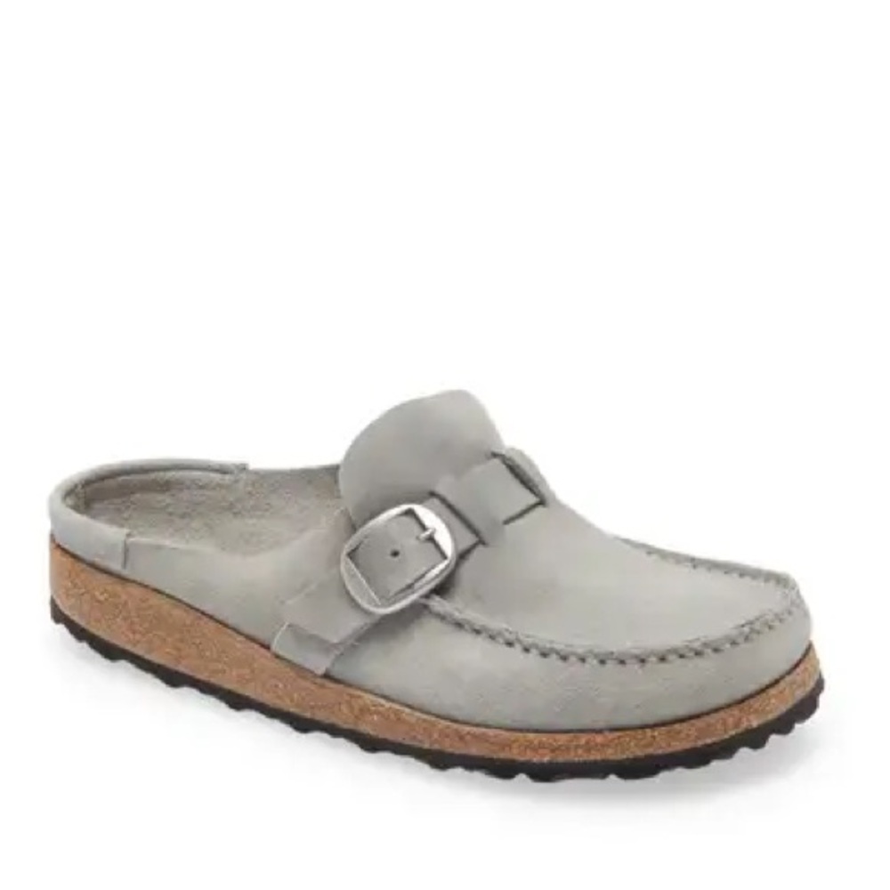 Birkenstock Buckley Clog, Mineral Suede Gray, New, Size 39